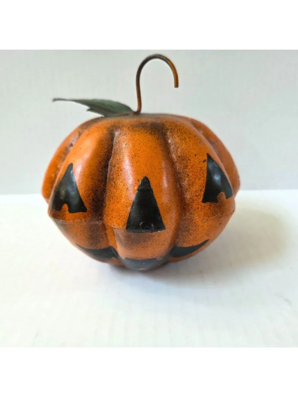 Folk Art Hand Painted Metal Halloween Decor Pumpkin Jack O Lantern Nancy Capuano